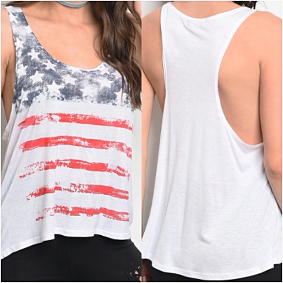 American Flag Graphic Racerback Tank Top Tee SML - Picture 5 of 6